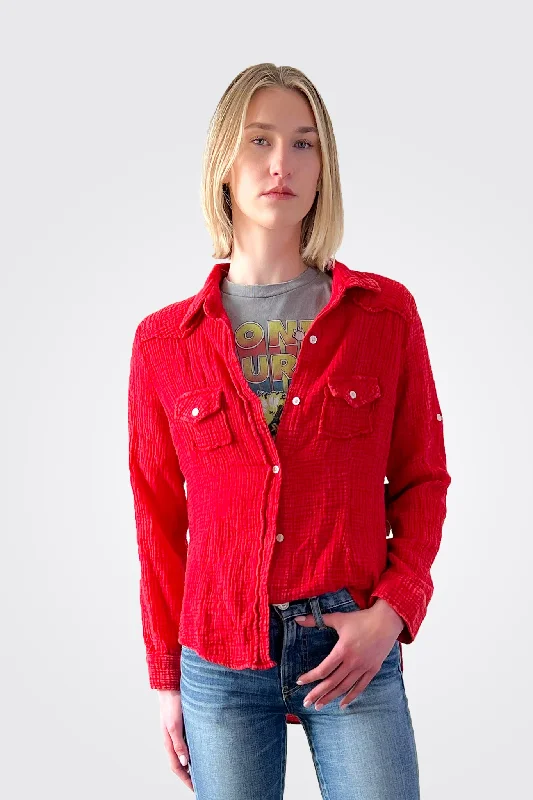 Feminine Style Promotions Rose Back Patch Shirt - Red