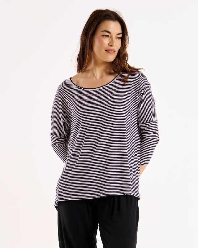 Classic Modern Offers Betty Basics Milan 3/4 Sleeve Top Nutmeg Stripe