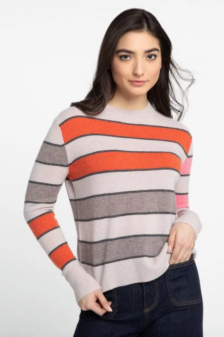 Special Offer Kinross Cashmere Bold Stripe Crew