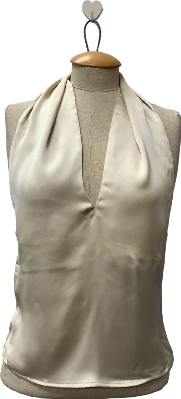 Sophisticated Street Style Offers NA-KD Cream Twist Neck Satin Top UK S