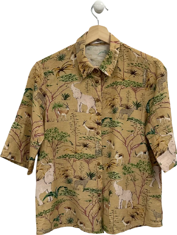 Cozy Comfort Style Sale MNG Khaki Safari Print Shirt UK XS