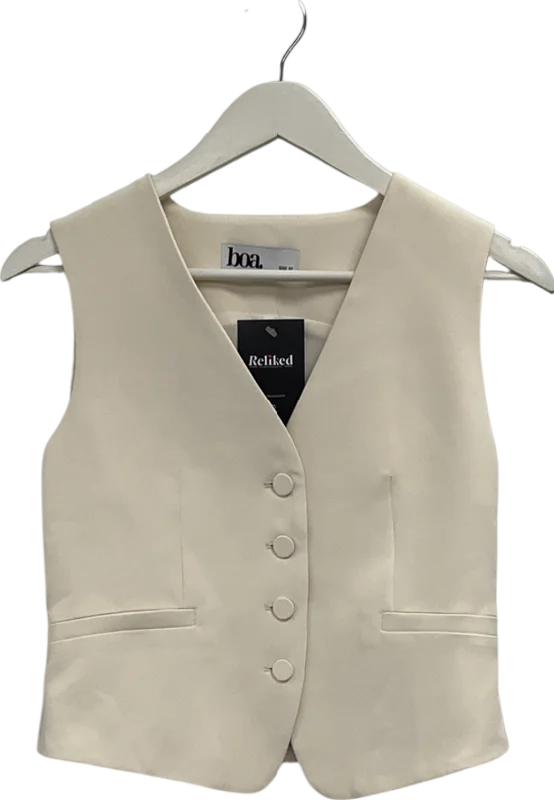 Budget-Friendly Fashion BOA Cream Classic Tailored Waistcoat UK XS