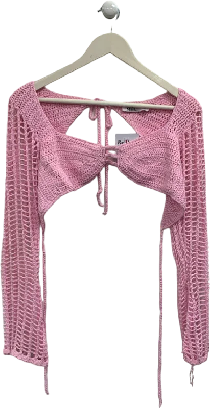 Limited Stock Tiger Mist Pink Crochet Open Front Top UK S