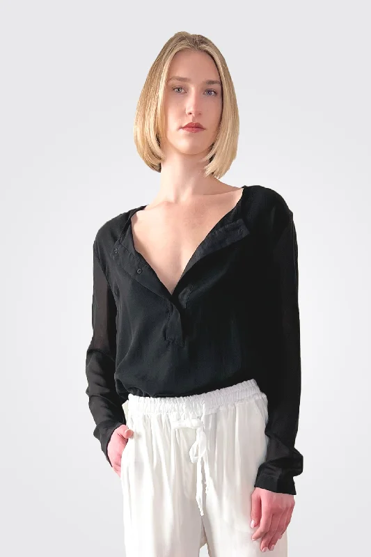 Athleisure Style Sale Crepe Georgette Shirt - Black