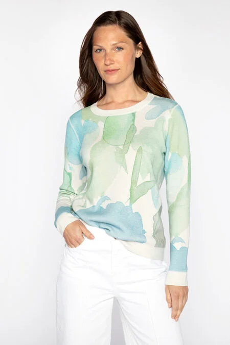 Fashion Essentials Kinross Cashmere Reversible Print Crew