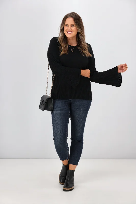 Summer Deals Alpine by Shine On Talia Wide Sleeve Merino Jumper Black