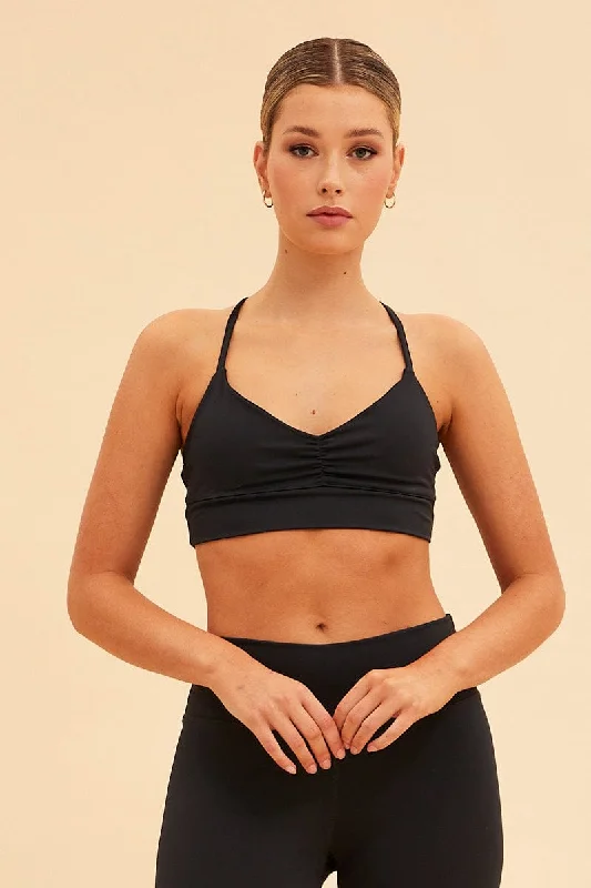 Crazy Discounts, Hurry Up Black Sara Bralette Ruched Front