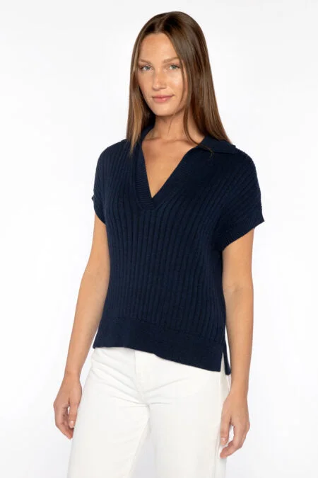 Limited Time Deal Kinross Cashmere Rib Cap Sleeve Polo