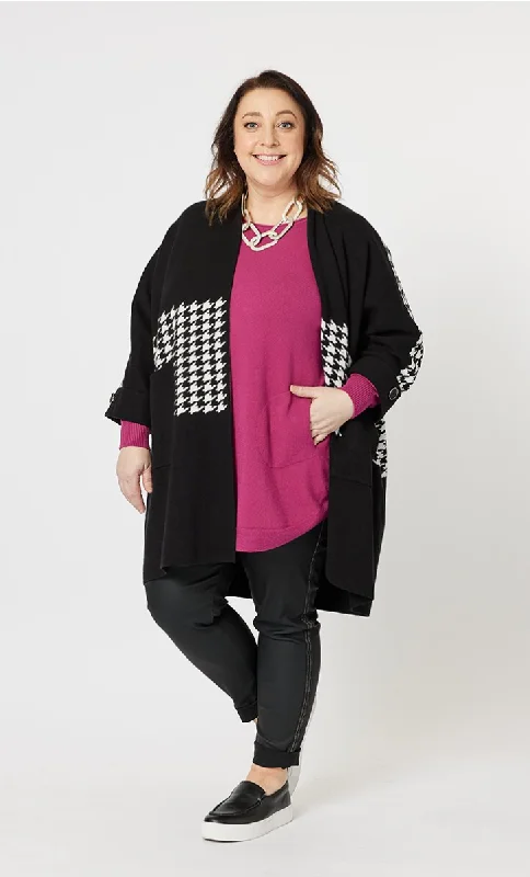 The Latest Trends Clarity Houndstooth Trim Knit Black