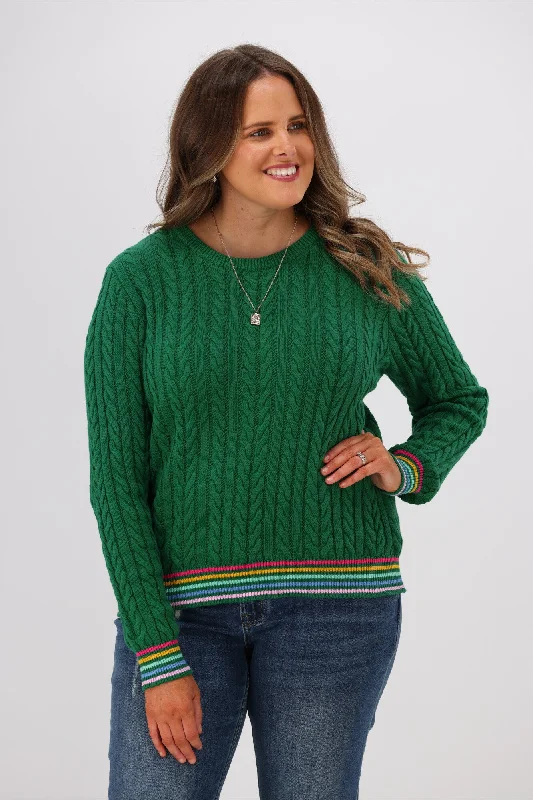 Luxury Fashion Discounts Sugarhill Brighton Barbara Cable Knit Jumper Rainbow Tipping Green