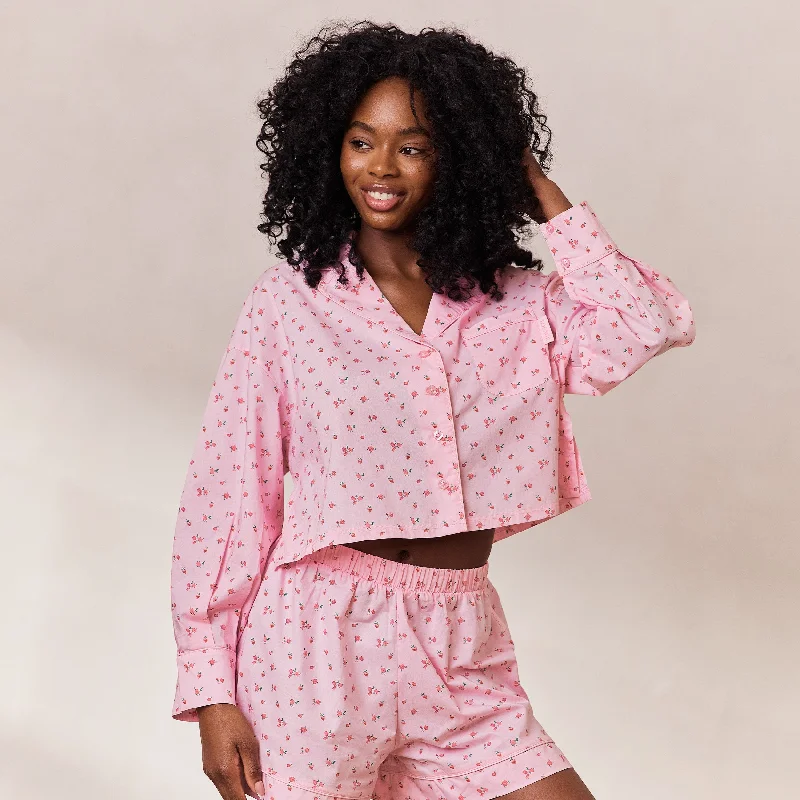 Sophisticated Style Offers Floral Pyjama Shirt - Pink Print