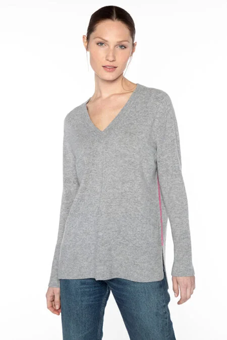 Contemporary Casual Deals Kinross Cashmere Hi-Low Piped Easy Vee