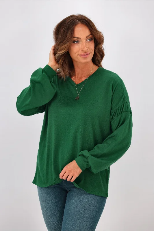 Hot Picks Alpine by Shine On Megan Drop Shoulder Merino Top Emerald