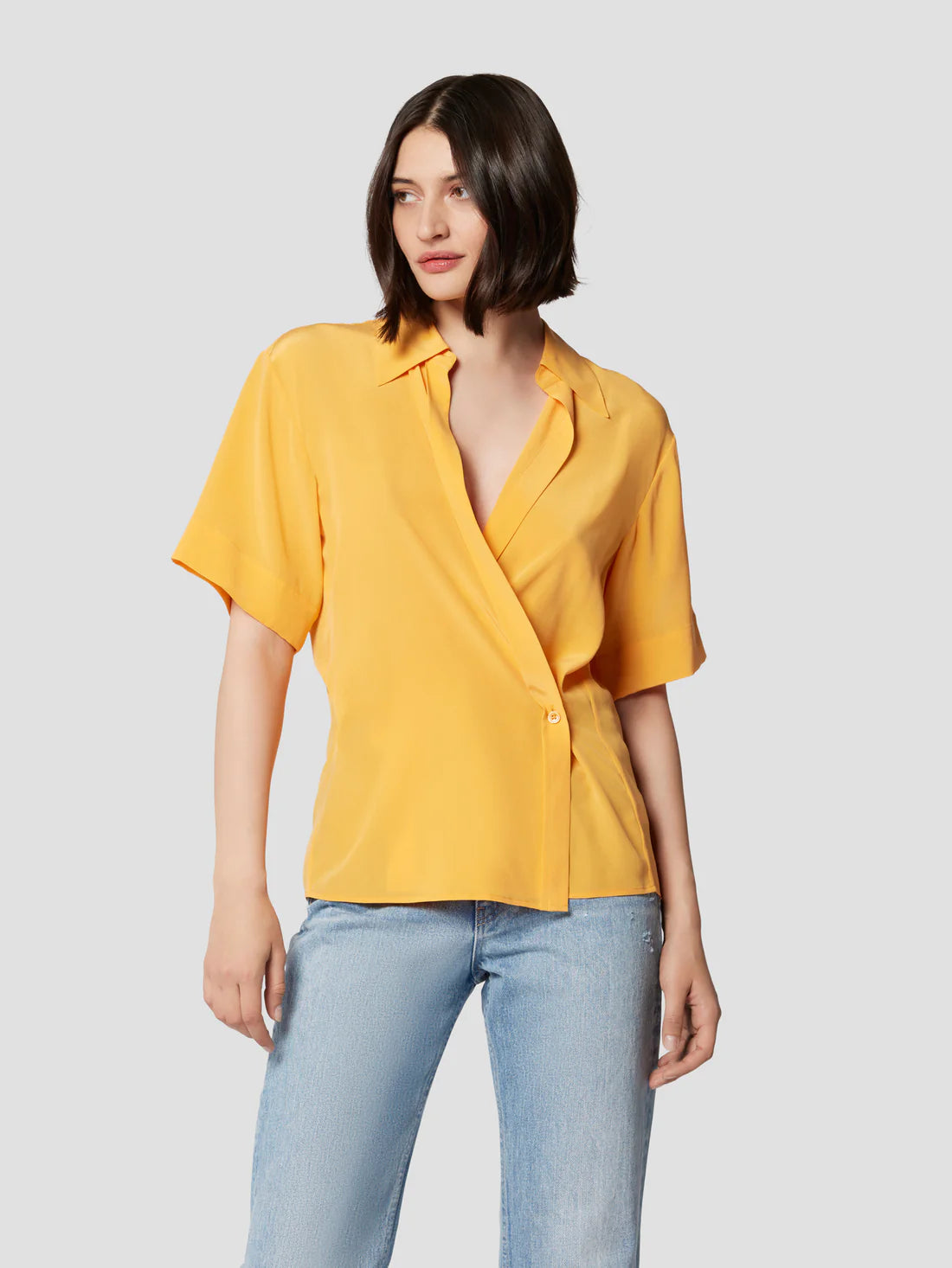 Imeless Style Everly Silk Shirt - Apricot Orange