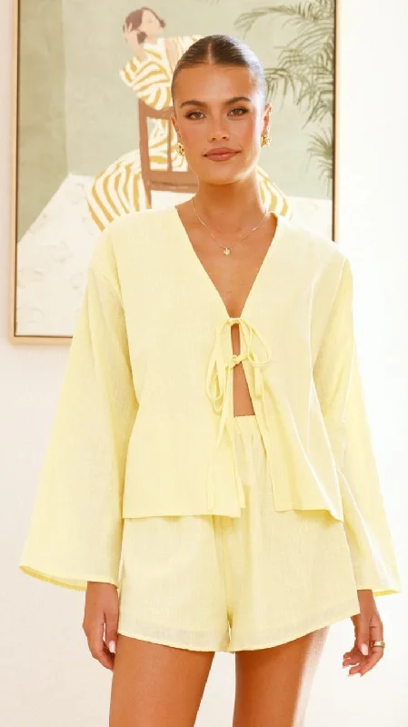 Limited Time Special Offer Iveena Top and Shorts Set - Yellow