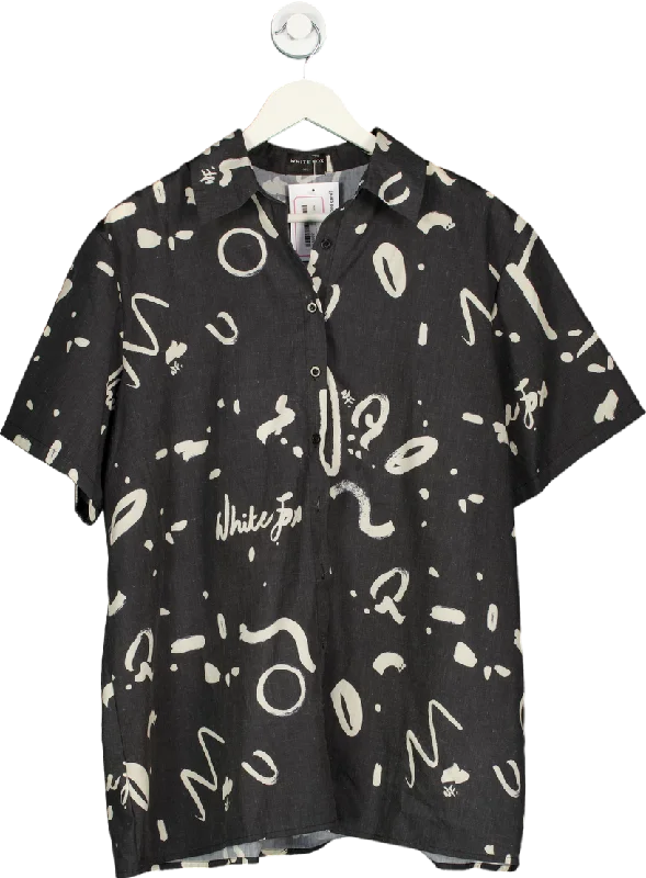 Limited Stock, Big Discounts White Fox Black Graphic Print Shirt UK M