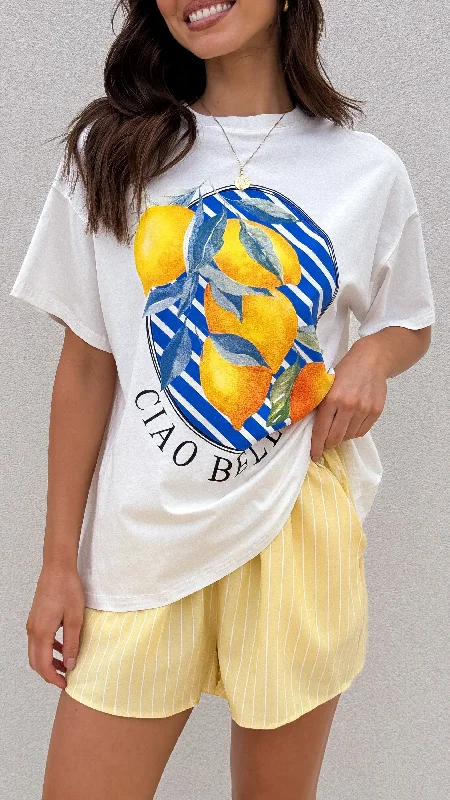 Limited Styles Ciao Bella Top and Shorts Set - White/Yellow