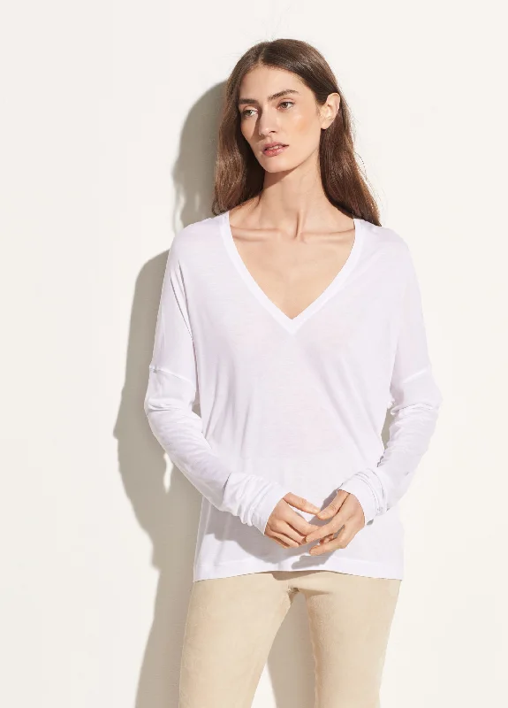 Stylish Statements Drop Shoulder V-Neck - Optic White