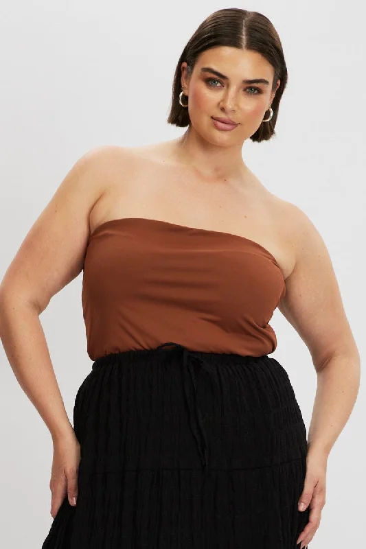 Fashion Forward Brown Bandeau Top