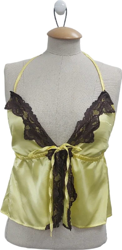 Daily Deals Susmie's Yellow Lace Trimmed Tie Front Top UK M