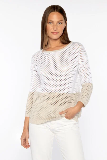 Break Fashion Norms Kinross Cashmere Textured Colorblock Crew