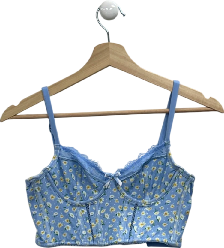 Classic Elegance Sales Lounge Blue Floral Sweet Lounge Bra UK 32A