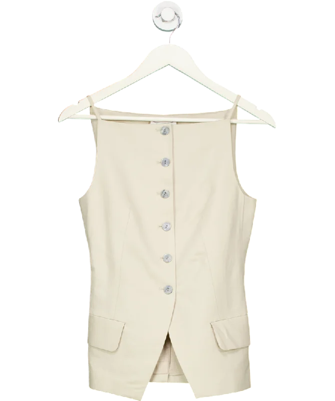 Sophisticated Street Style Offers & Other Stories Beige Tailored Strappy Waistcoat UK 6