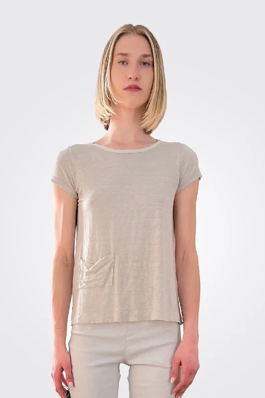 Browse Our Top Products Linen Jersey T Shirt w/ Pocket - Light Grey