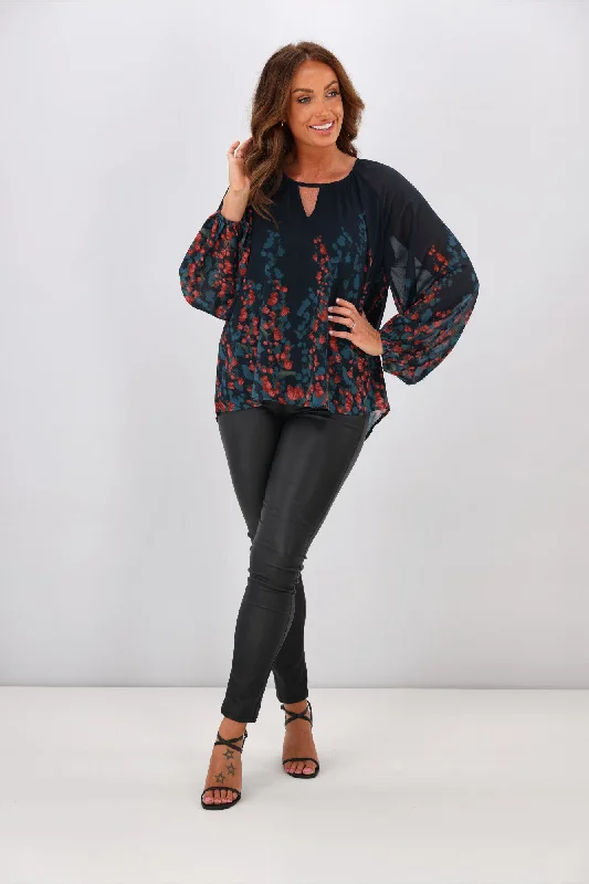 Special Offer Gloss by Shine Orla Top Foxglove Print Petrol