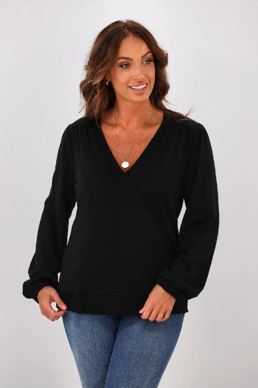 Best Sellers Alpine by Shine On Petra Crossover Merino Top Black