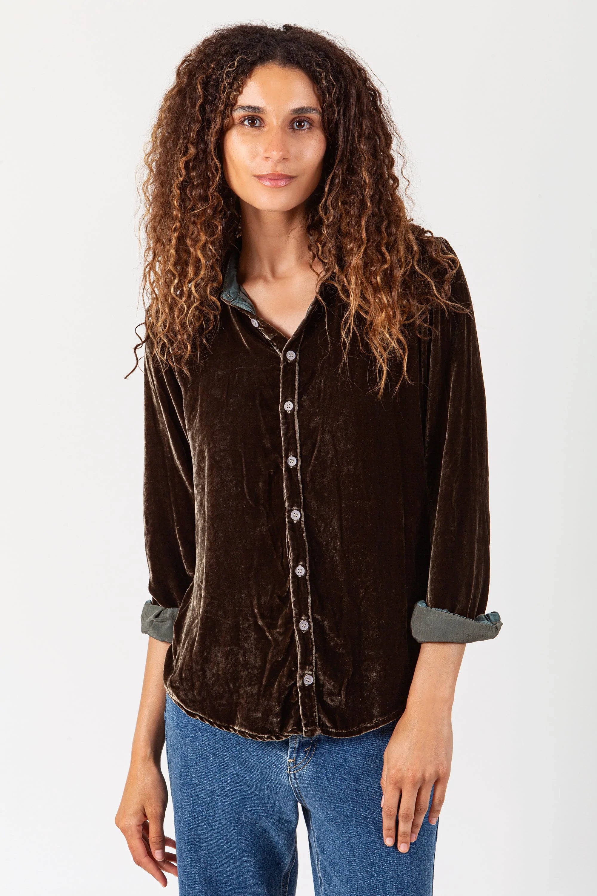 Clearance Sale, All Cheap Romy Velvet Shirt - Fatigue