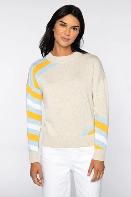 Casual Fashion Kinross Cashmere Intarsia Stripe Crew