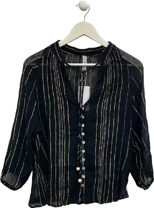 Elegant Fashion Offers MANGO Black Malta Stripe Top UK L