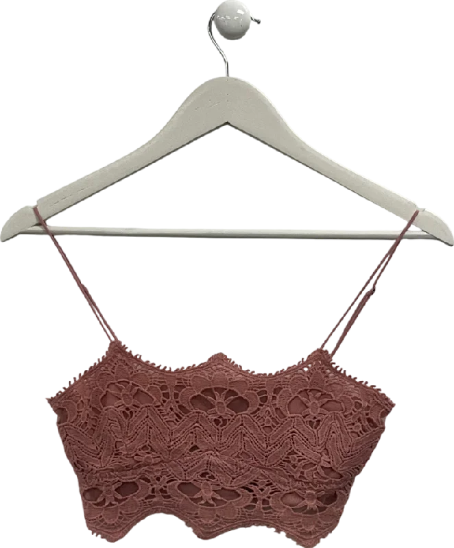 Discover Promotions Free People Pink Athena Scallop Crochet Bralette UK XS