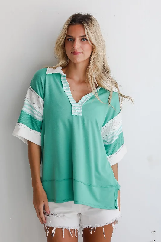 Discover Now FINAL SALE - Trending Adoration Green Collared Top