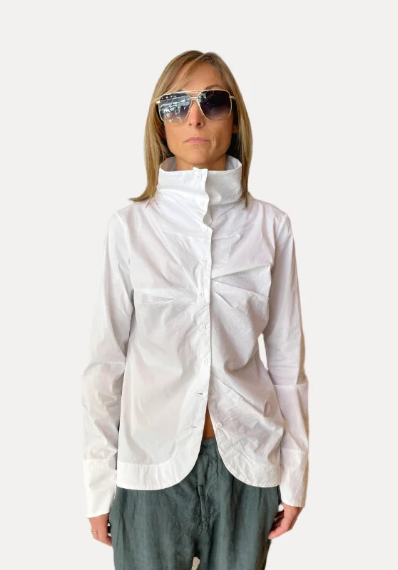 Trendy Threads High Collar Shirt - White