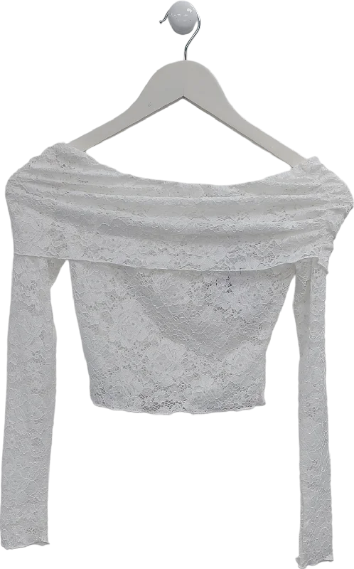 Flash Sale Starts SLA the label White Off The Shoulder Lace Top UK XXXS