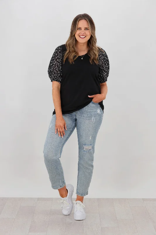 Quick Grab Deals Shine On Label Thyme Floral Chiffon Sleeve Top