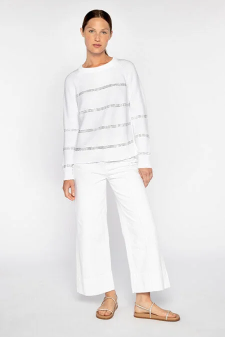 Luxury Fashion Kinross Cashmere Crystal Stripe Crew