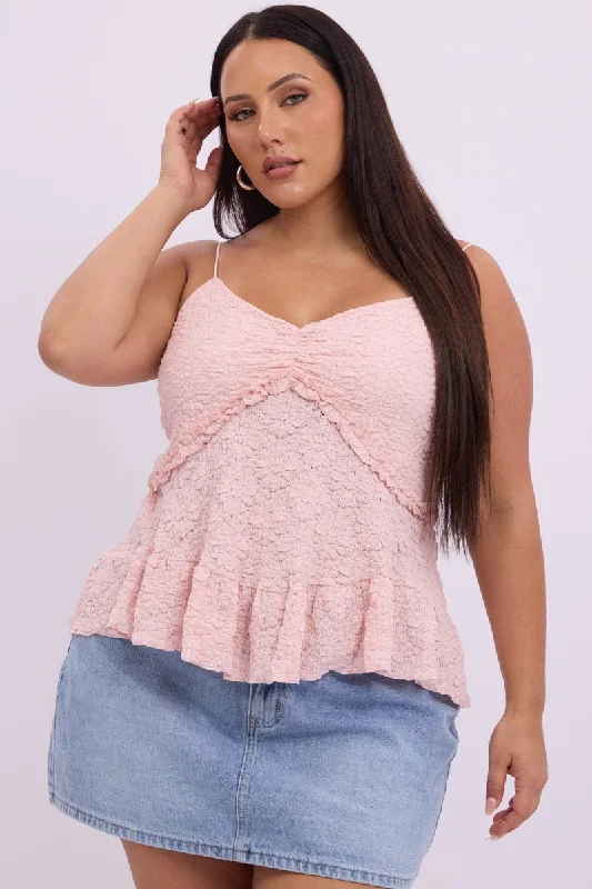 Essentials On Sale Pink Baby doll Singlet Top