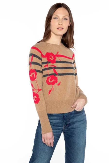 Luxe Style Discounts Kinross Cashmere Floral Striped Crew