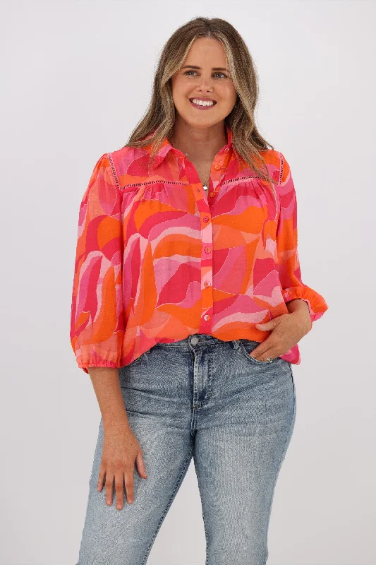 Limited Time Fria Lauren Contempo Print Shirt Pink