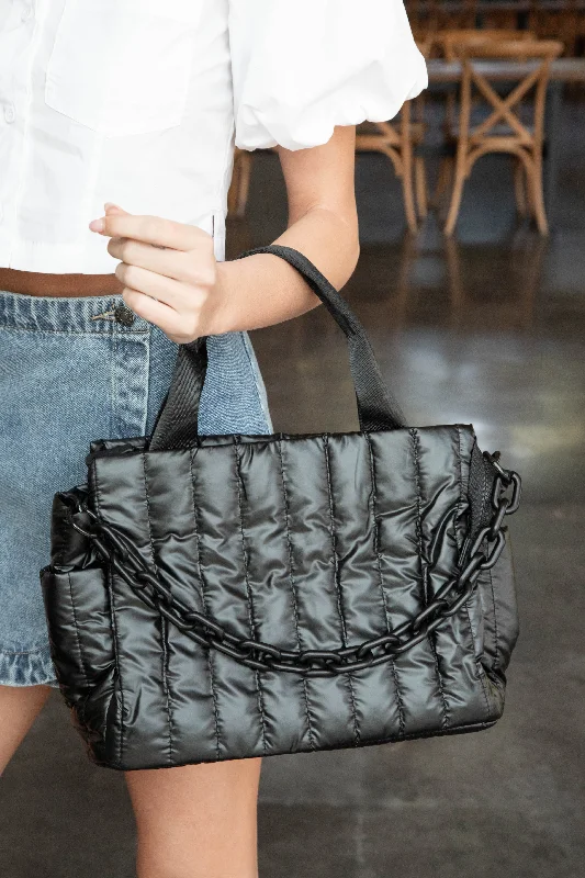 Nour Quilted Tote Bag, Black Everyday Handbags At Wallet-Friendly Rates