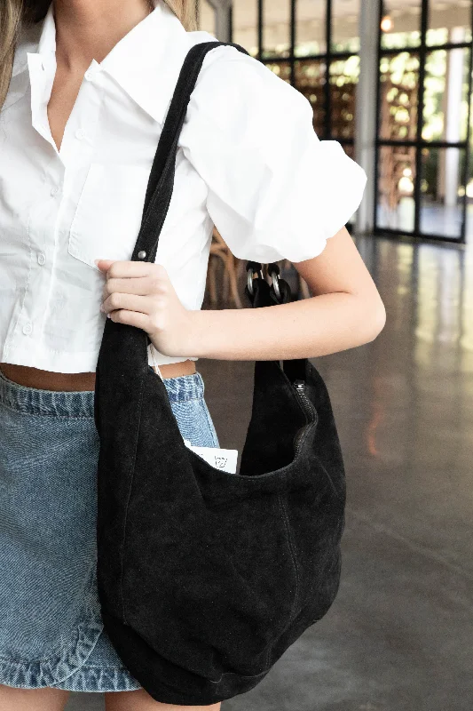Roma Suede Tote, Black | Free People Designer Bags At Exclusive Clearance Prices