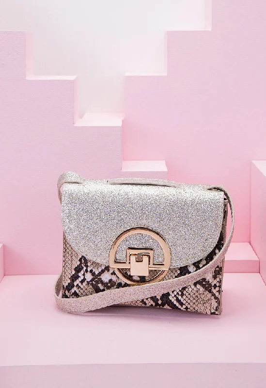 Snake Print Glitter Flap Crossbody Bag Iconic Handbags At Budget-Friendly Prices