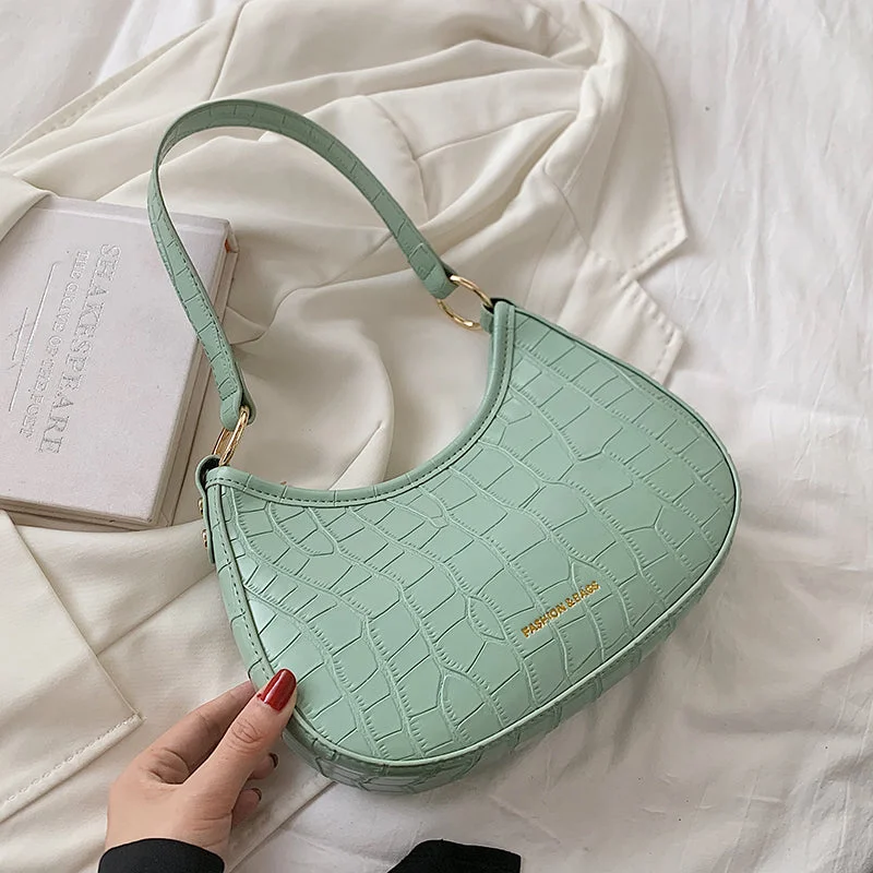 2022 Crocodile Pattern Half Moon Shoulder Bags Small Underarm PU Leather Purses and Handbags Luxury Women Trendy Handbags At Limited-Time Discounts 2022 Crocodile Pattern Half Moon Shoulder Bags Small Underarm PU Leather Purses and Handbags Luxury Women Trendy Handbags At Limited-Time Discounts
