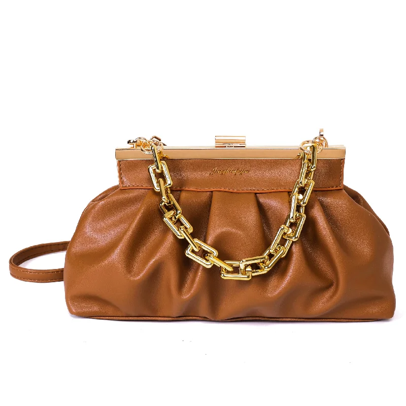 2022 New Chains Designer Cloud Clutch Bag Dumpling Shoulder Bag Clip Purse Leather Women Pleated Handbags Trendy Totes, Shop & Save