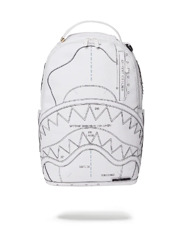 Sprayground Backpack TECHNICAL CUT SEW SHARK White High-End Bags, Low-End Prices