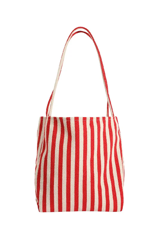 Stripe Cotton Tote Bag | RED STRIPE | 0565TT Stylish Totes With Special Discounts