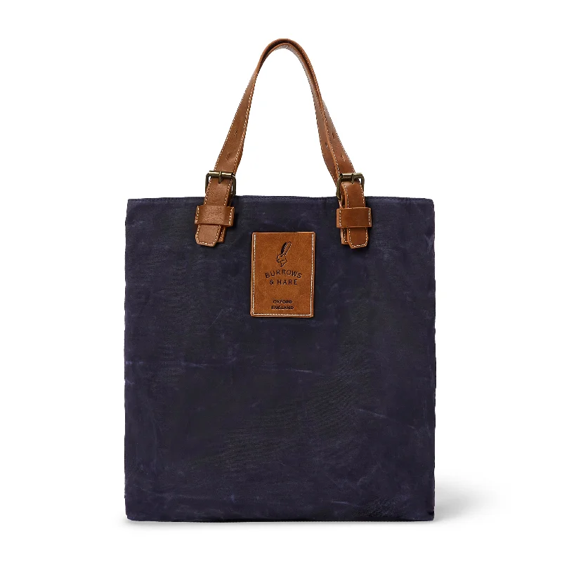 Waxed Cotton Canvas Tote Bag - Navy Luxury Handbags At Budget-Friendly Rates